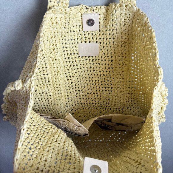 BTB Los Angeles Lisbeth Raffia Tote Unlined Pearl Detail - Picture 5 of 11